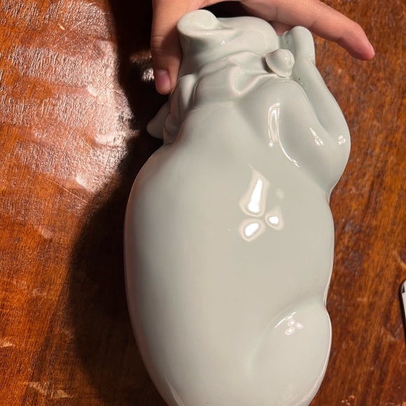 Sleeping Cat Figurine Porcelain Celadon Nemuri Neko Okimono Statue Vtg Japan - Picture 12 of 12